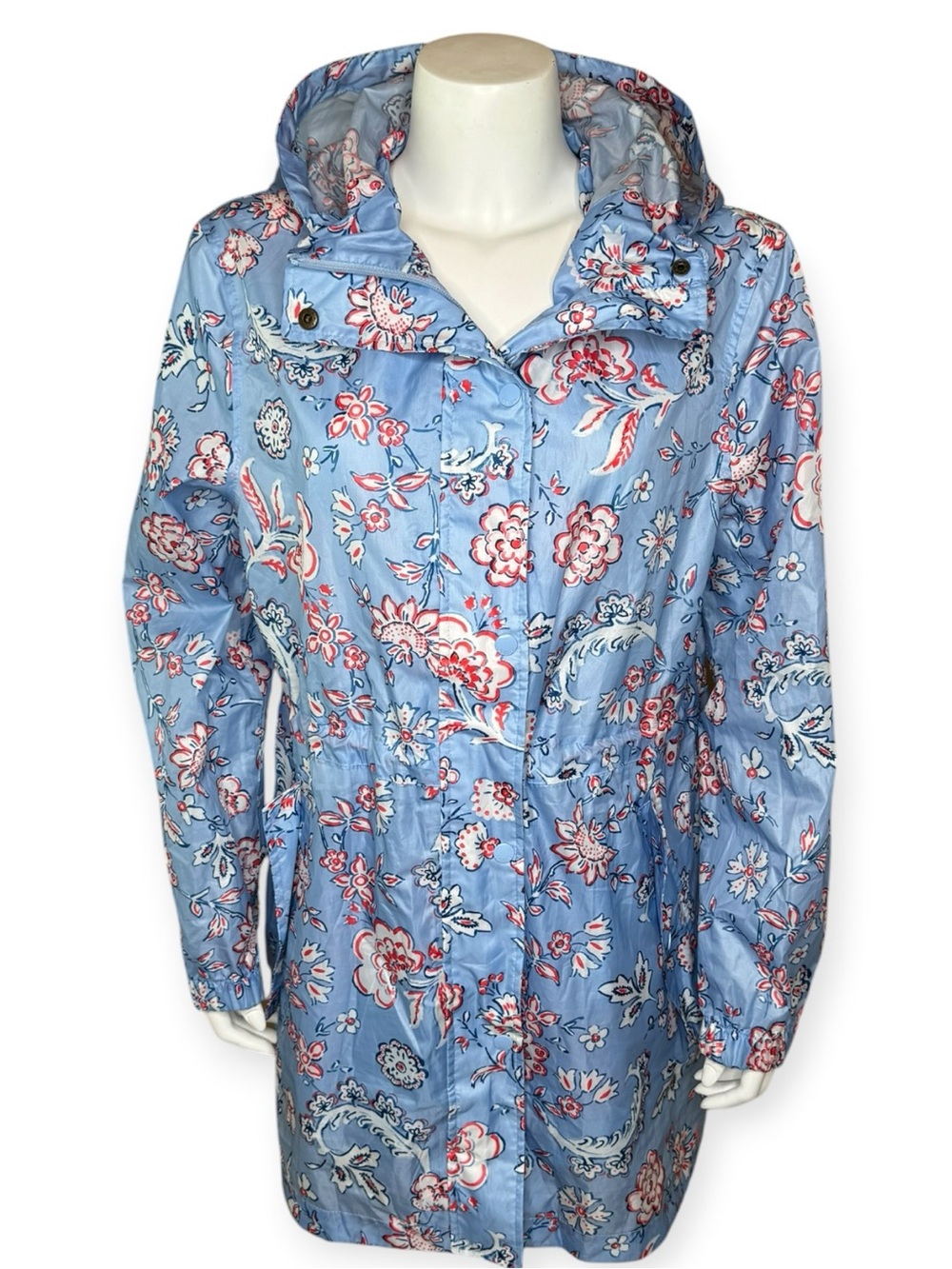 Joules GoLightly Waterproof Rain Jacket US 10 Hooded Drawstring Waist Floral